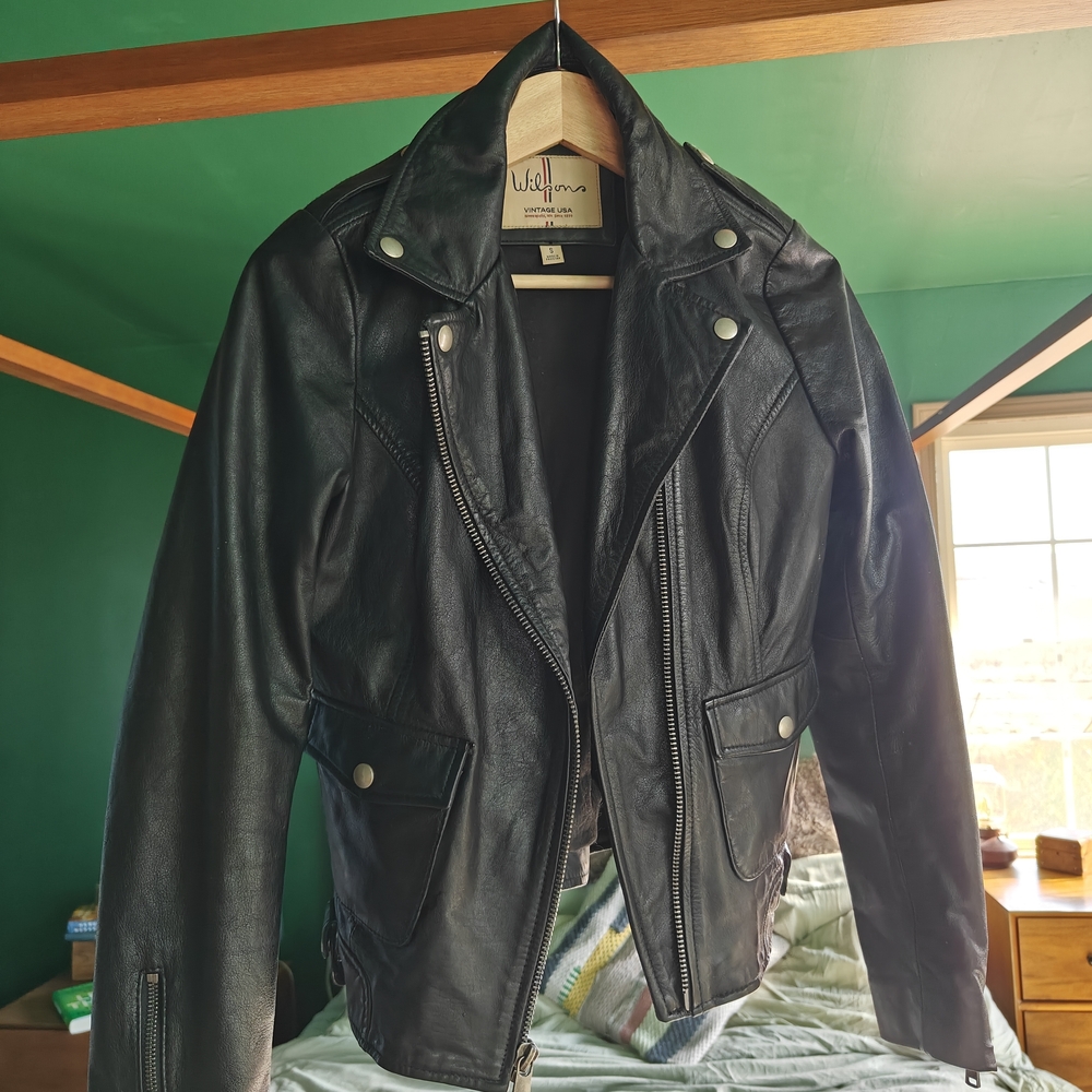 Wilsons Leather Black Biker Jacket